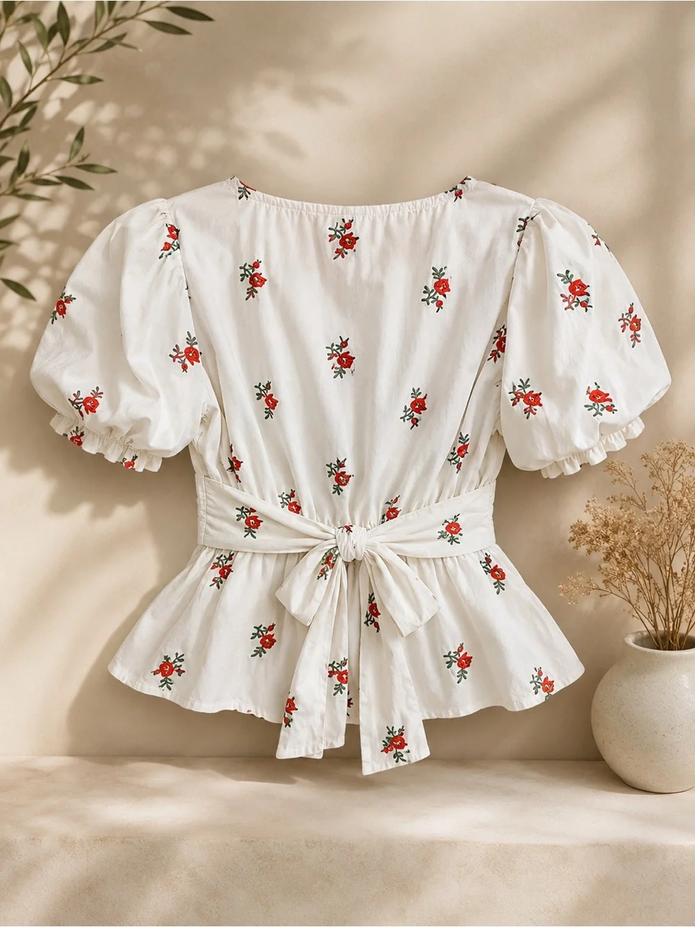 Maeve by Anthropologie Women's White Floral Button-Front Blouse Size 4